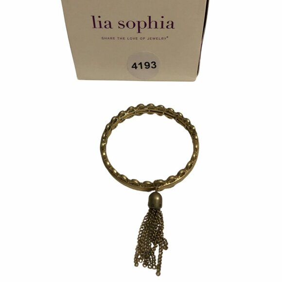 Lia Sophia Tassel Matte Gold Tone Stretch Bracelet for Charms Sz-Sm - Picture 1 of 5